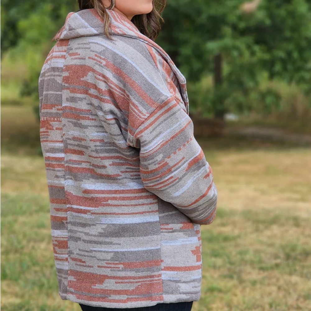 STS Ranchwear Rust and Gray Patterned Open Front Jacket - Picture 4 of 7